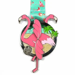 Bespoke Spinning Flamingo Medal for Virtual Run
