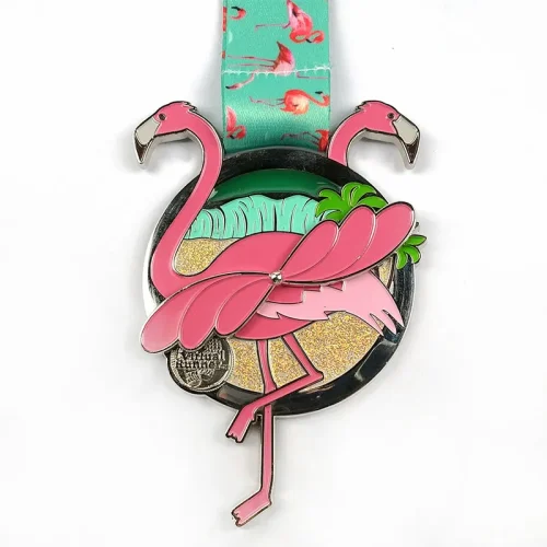 Médaille du flamant rose pour enfants pour la course virtuelle