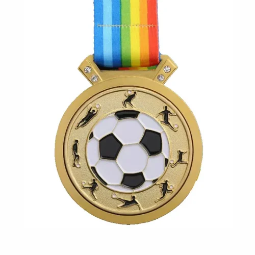 Médaille de football en or personnalisée avec cordon gratuit