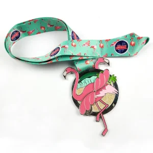 Custom Spinning Flamingo Medal for Virtual Run