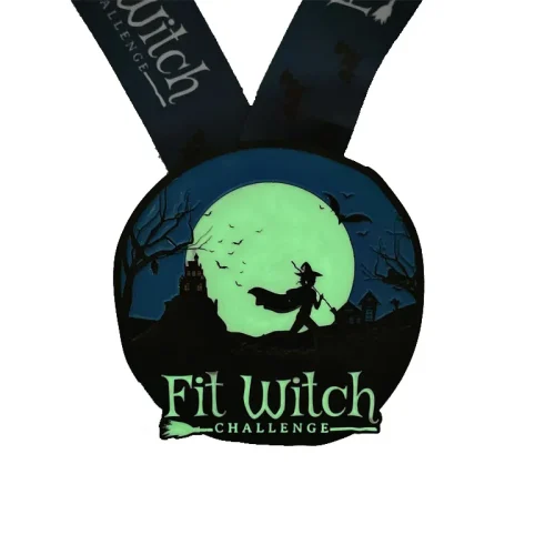 Glowing Fit Witch Challenge de Halloween Medalie de Halloween