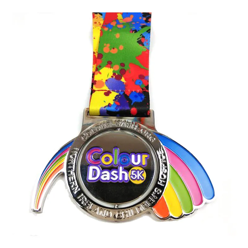 Médaille de course colorée personnalisée avec ruban