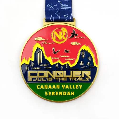 Médaille géante émaillée personnalisée de 5 pouces avec ruban personnalisé de 38 mm