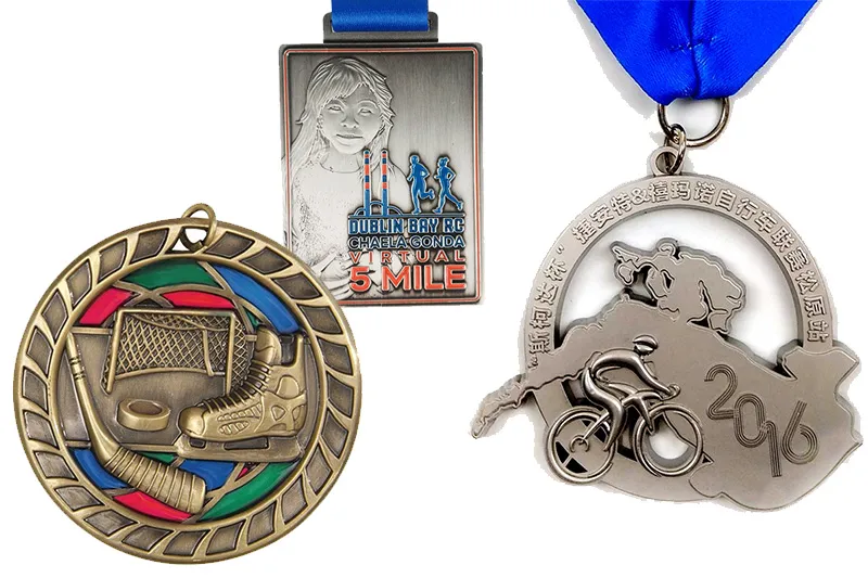 Engraved Sandblasted Medals with Custom Ribbon