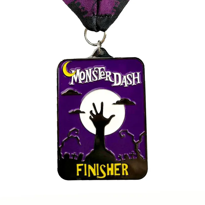 Čtvercová kovová medaile Halloween Run