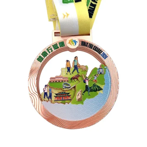 Customized Engraved Texture Soft Enamel Hiking Series Magnetic Medals