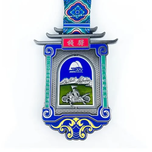 Médaille du semi-marathon en 3D moulée sous pression avec pièces rotatives