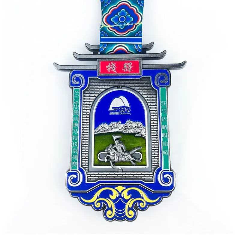 Médaille du semi-marathon en 3D moulée sous pression avec pièces rotatives
