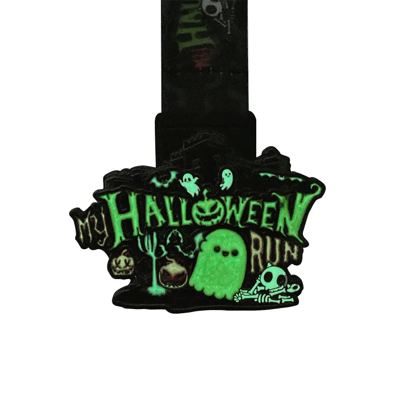 Médaille de course à pied Halloween phosphorescente