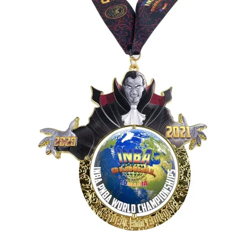 Large Size Zinc Alloy Customized Rotating UV Award Medal