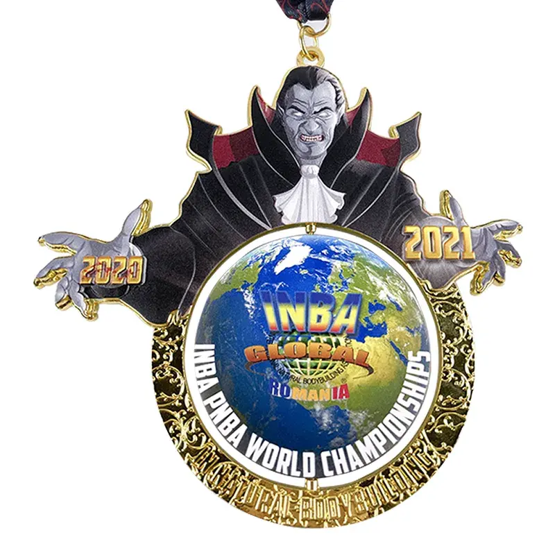 Large Size Zinc Alloy Customized Spinning Color Spray Award Medal