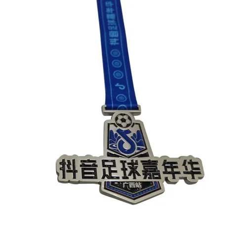 2.75 Inches Soft Enamel Filled Soccer Goal Medal