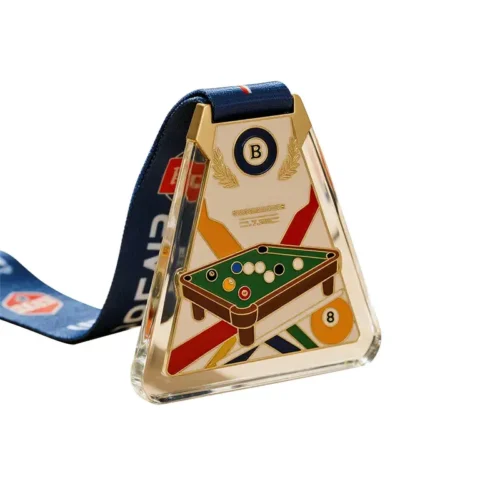 2.75 Billiards Crystal Awards Medal with Sublimated Lanyard