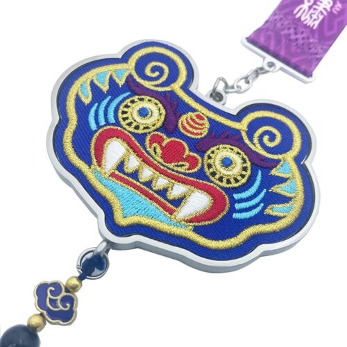 5K Online Running Finisher Medal with Chinese Embroidery